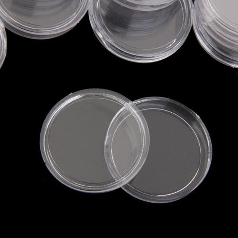 #VOGUEZ#100PCS 20mm Transparent Coin Capsule Container Box Storage Boxes Protective Holders