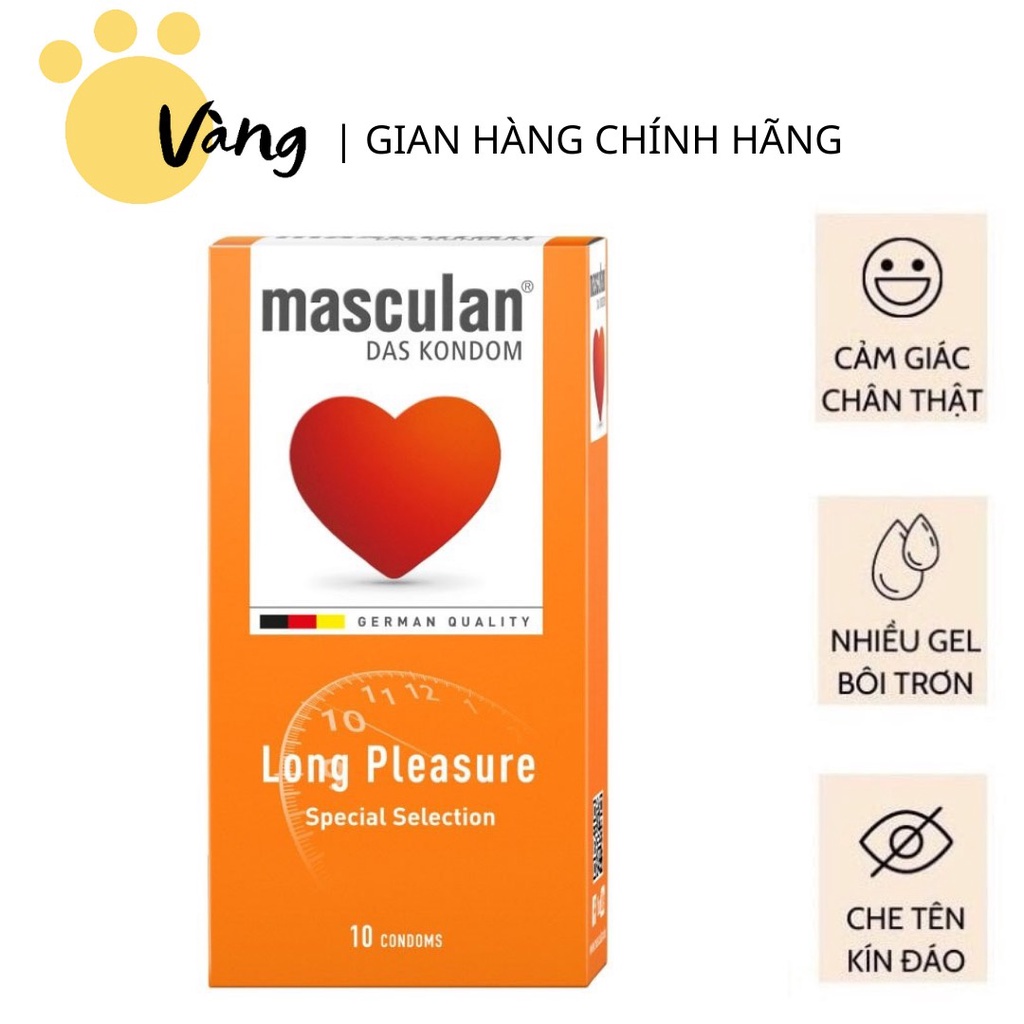 Bao Cao Su Gân Gai Kéo Dài Thời Gian Masculan Long Pleasure 5in1 Hộp 10 Bao