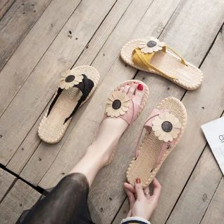 ảnh thật Dép cói hoa cúc Tmall
