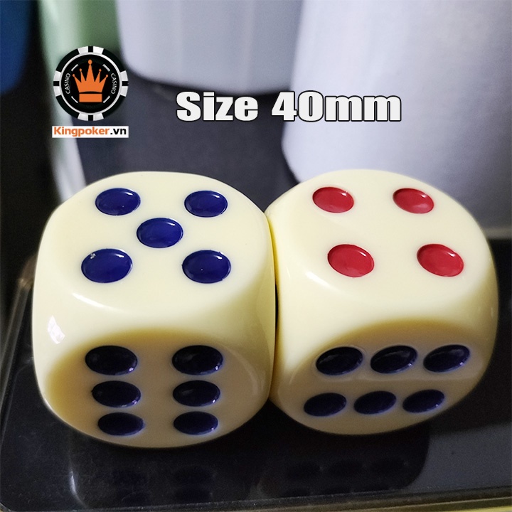 2 viên xúc xắc size lớn 40mm trắng ngà acrylic