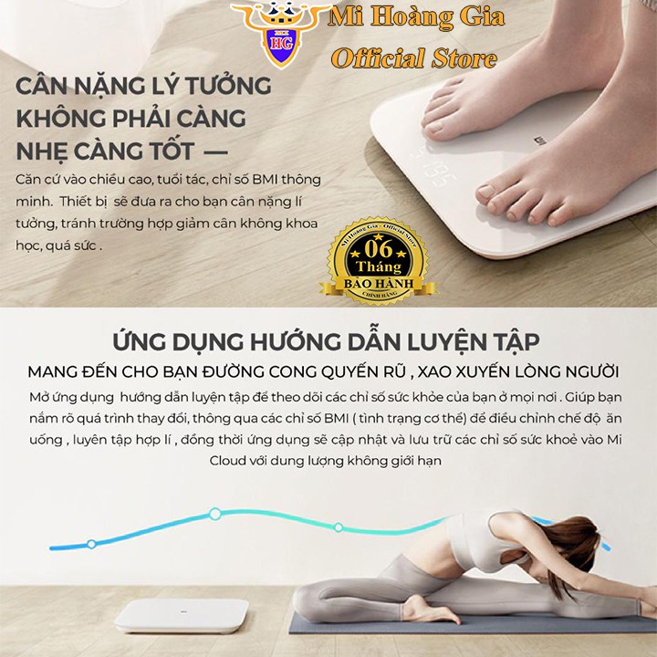 Cân điện tử xiaomi thông minh mi smart scale 2 | Can dien tu thong minh xiaomi body composition gen 2 - mihoanggia