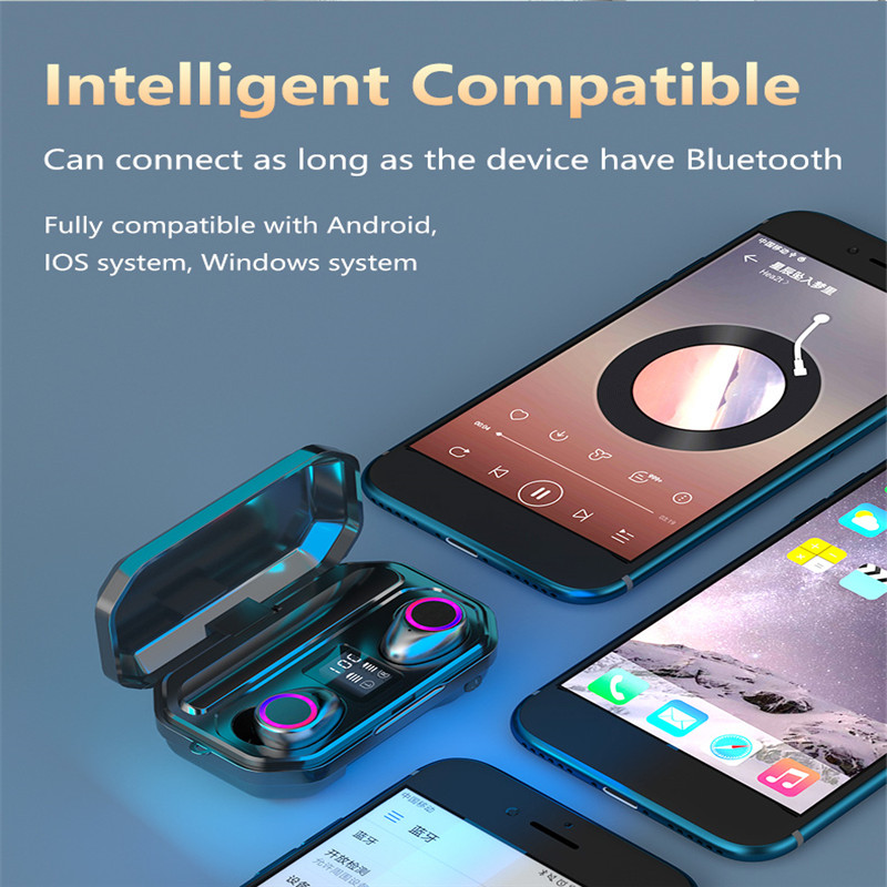 Tai Nghe Bluetooth 5.0 Không Dây M12 Có Đèn Led 9d Và Phụ Kiện