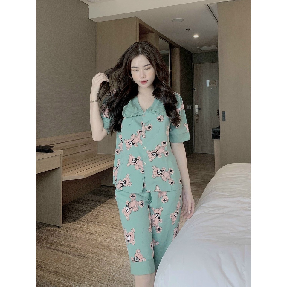 Đồ bộ nữ mặc nhà thời trang cao cấp, vải mango dày thoáng mát cộc tay quần lửng victoria's 1102