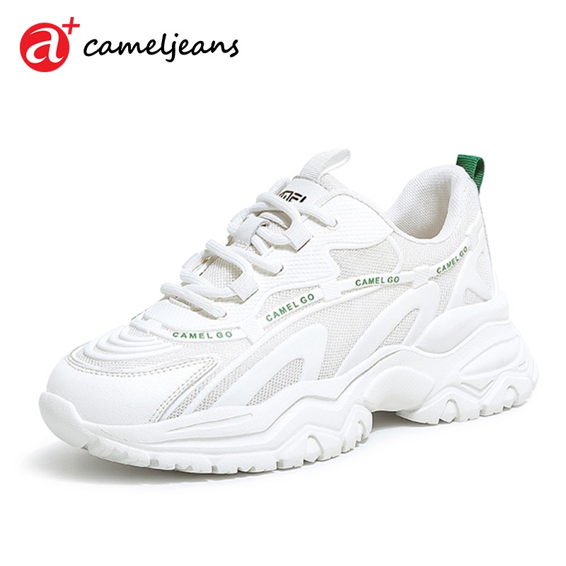 Giày sneaker Cameljeans đế dày phối lưới thoáng khí thời trang cho nữ