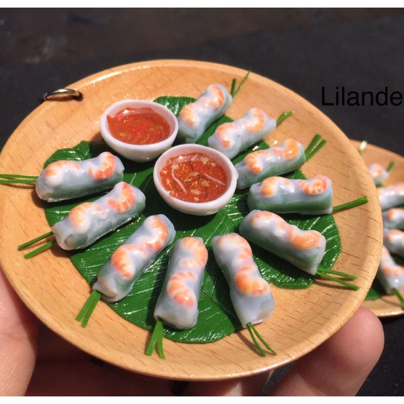 Móc khoá dĩa bánh cuốn_Handmade Lilande