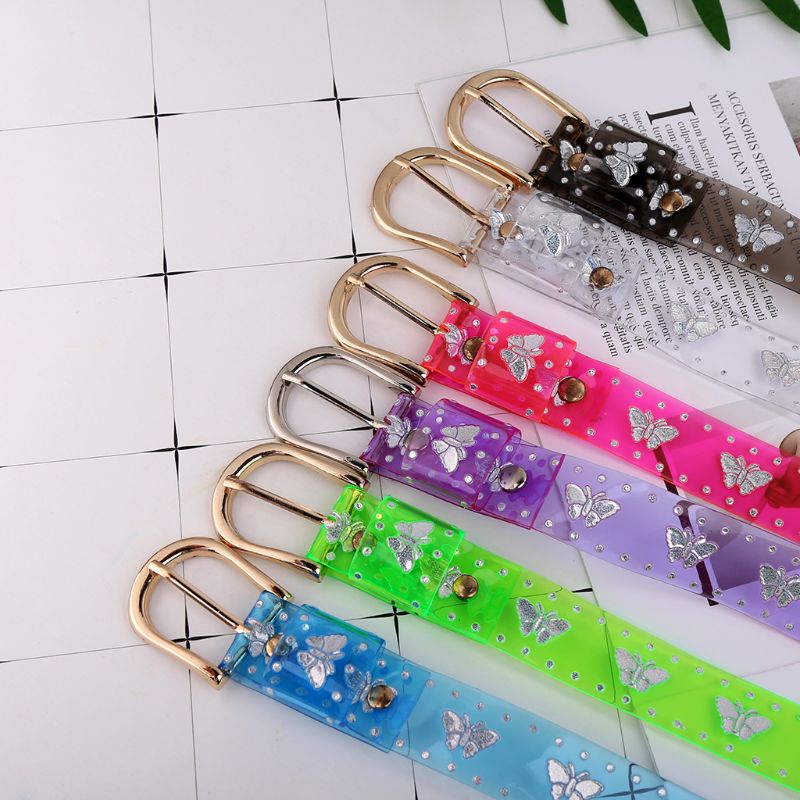 Thắt Lưng Trong Suốt Màu Kẹo Ngọt Hình Bướm Cho Nữ