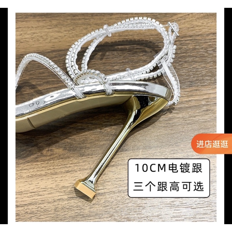 Sandal cao gót cột dây hở ngón tôn dáng sang chảnh, Guốc Nhọn Đan Mảnh