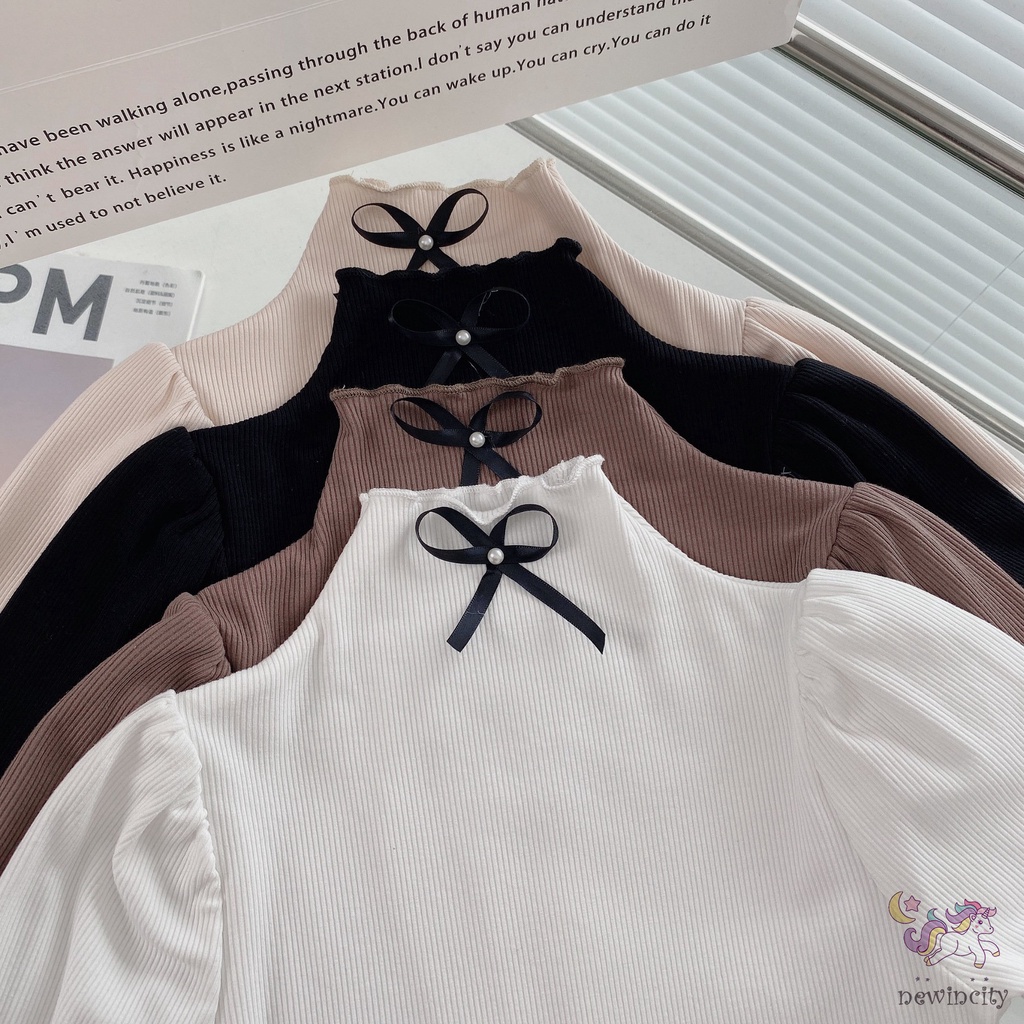 Áo Kiểu Tay Phồng Dài Thời Trang Thu Đông Hàn Quốc Cho Bé Gái