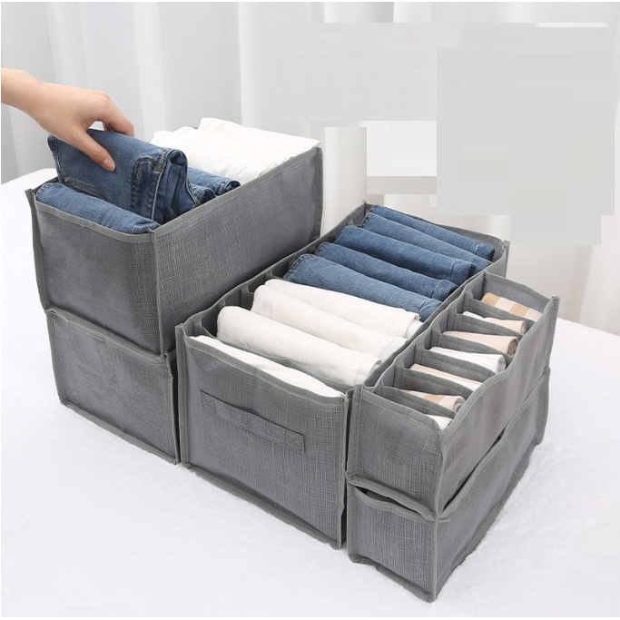 Hộp Vải Chia 9 Ngăn Đựng Quần jean áo sơ mi thun cộc tay mùa hè đa năng khay túi vải cao cấp sắp xếp gọn gàng tủ đồ