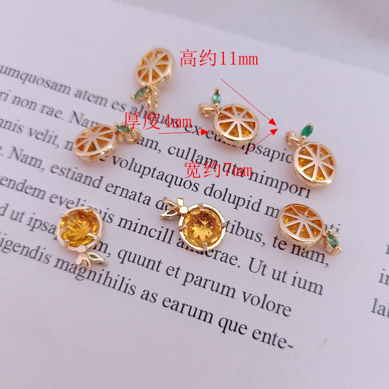 Mặt Vòng cổ Hình Quả Chanh Vàng Đồng 14K Nhiều Màu Sắc