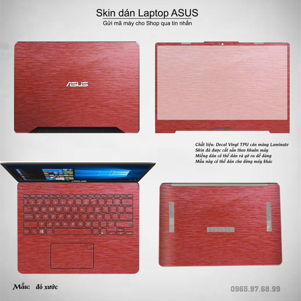 Skin dán Laptop Asus màu đỏ xước (inbox mã máy cho Shop)