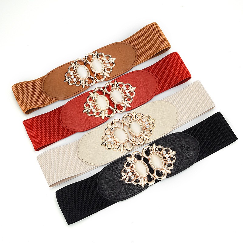 Đai Váy Da Thun Mặt Hoa Nhiều Màu Phối Đầm, Vest Cá Tính Bản To