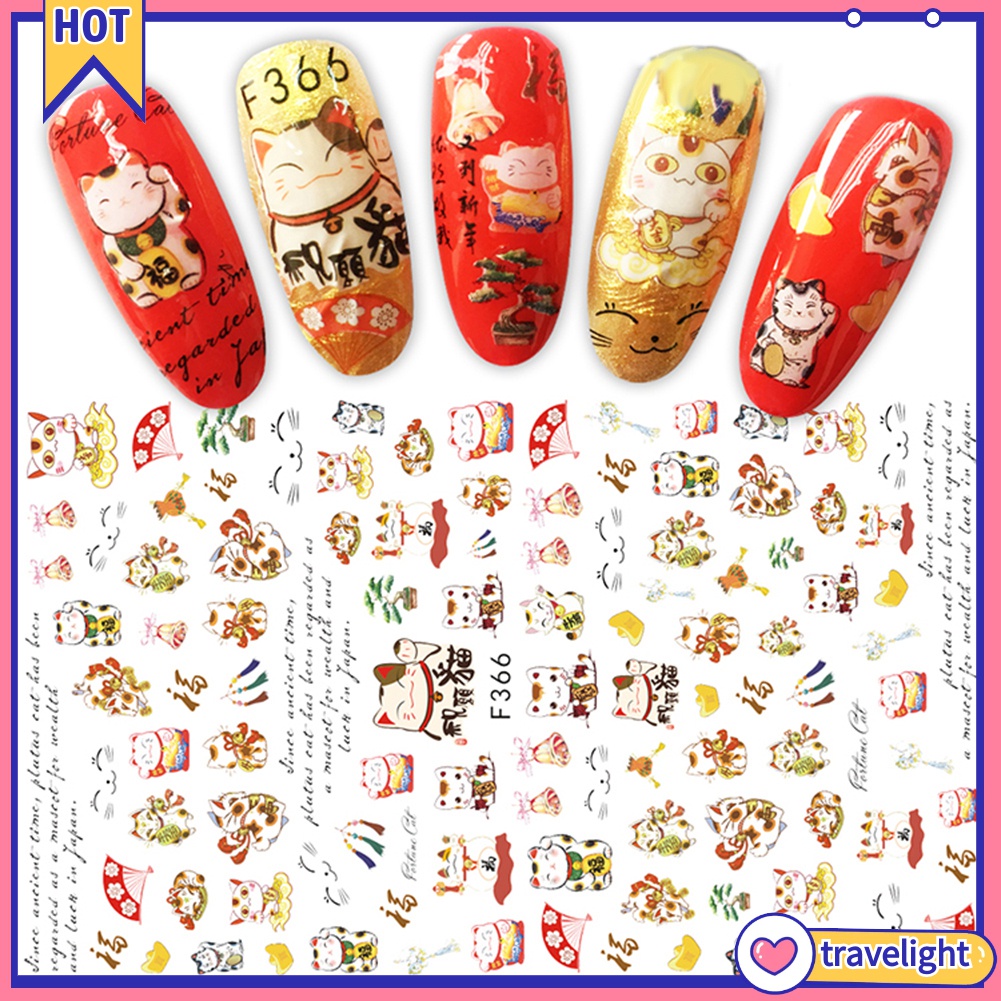 Giấy decal dán móng tay chúc mừng năm mới phong cách Trung Hoa