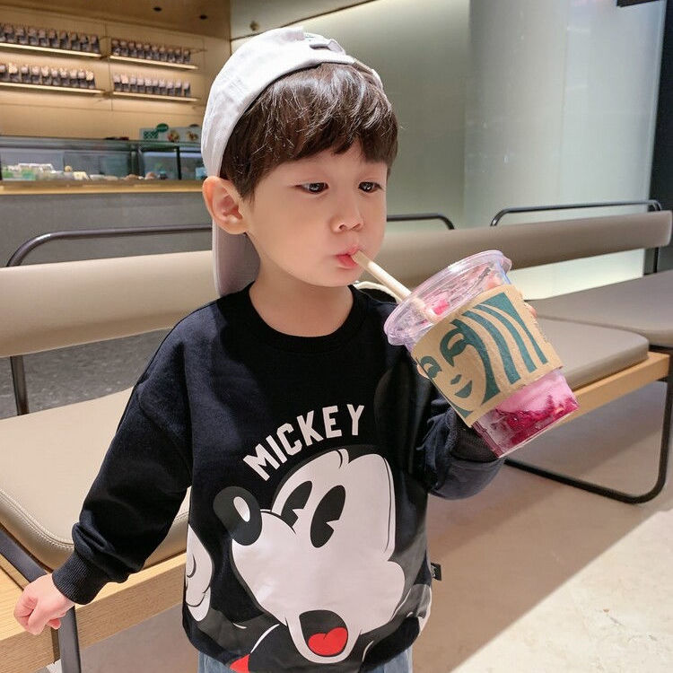 Áo thun tay dài cổ tròn phong cách Hàn Quốc mới cho bé trai