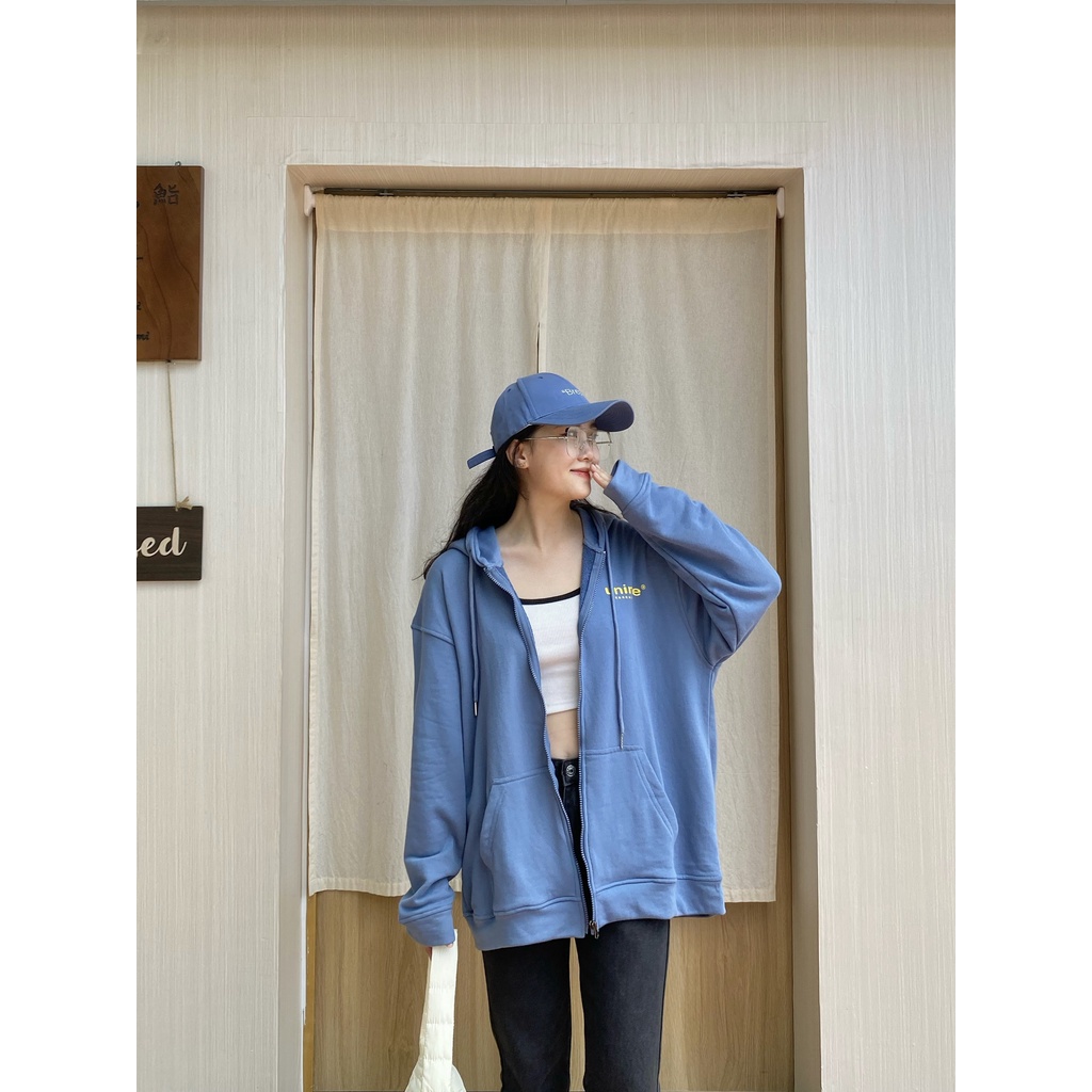 ÁO KHOÁC NAM/NỮ HOODIE ZIP UNIME BASIC ESSENTIAL -  XANH NAVY