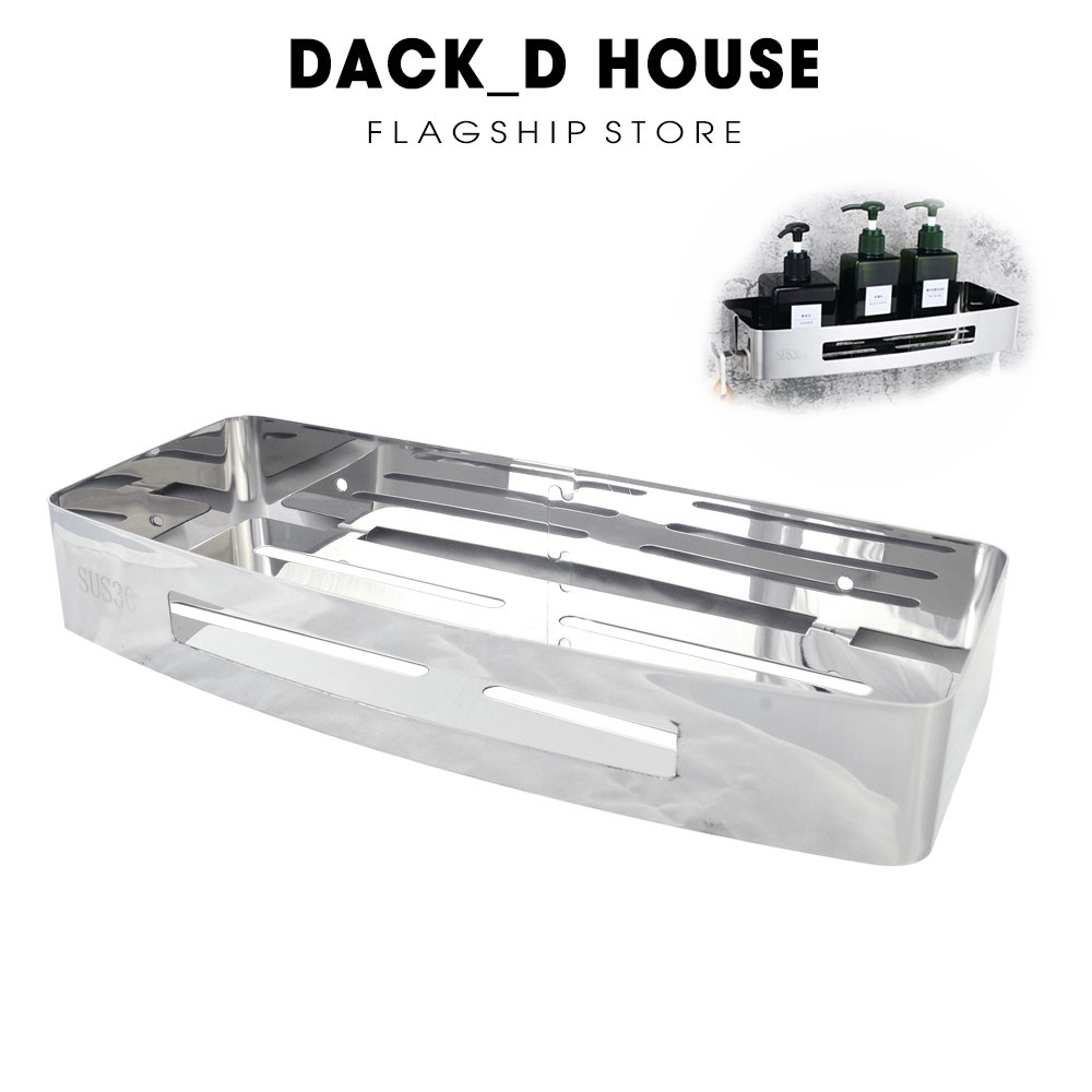 Kệ phòng tắm inox 304 Dack D House, kèm miếng dán 3M và bộ ốc vít siêu chắc chắn, không rỉ sét, gia dụng cao cấp