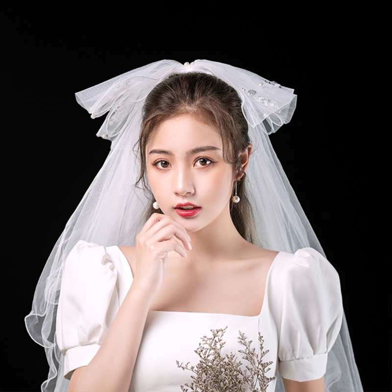 Mạng Che Mặt Vải Tuyn Nhiều Lớp xiangbao Màu Trắng Trang Trí Đám Cưới