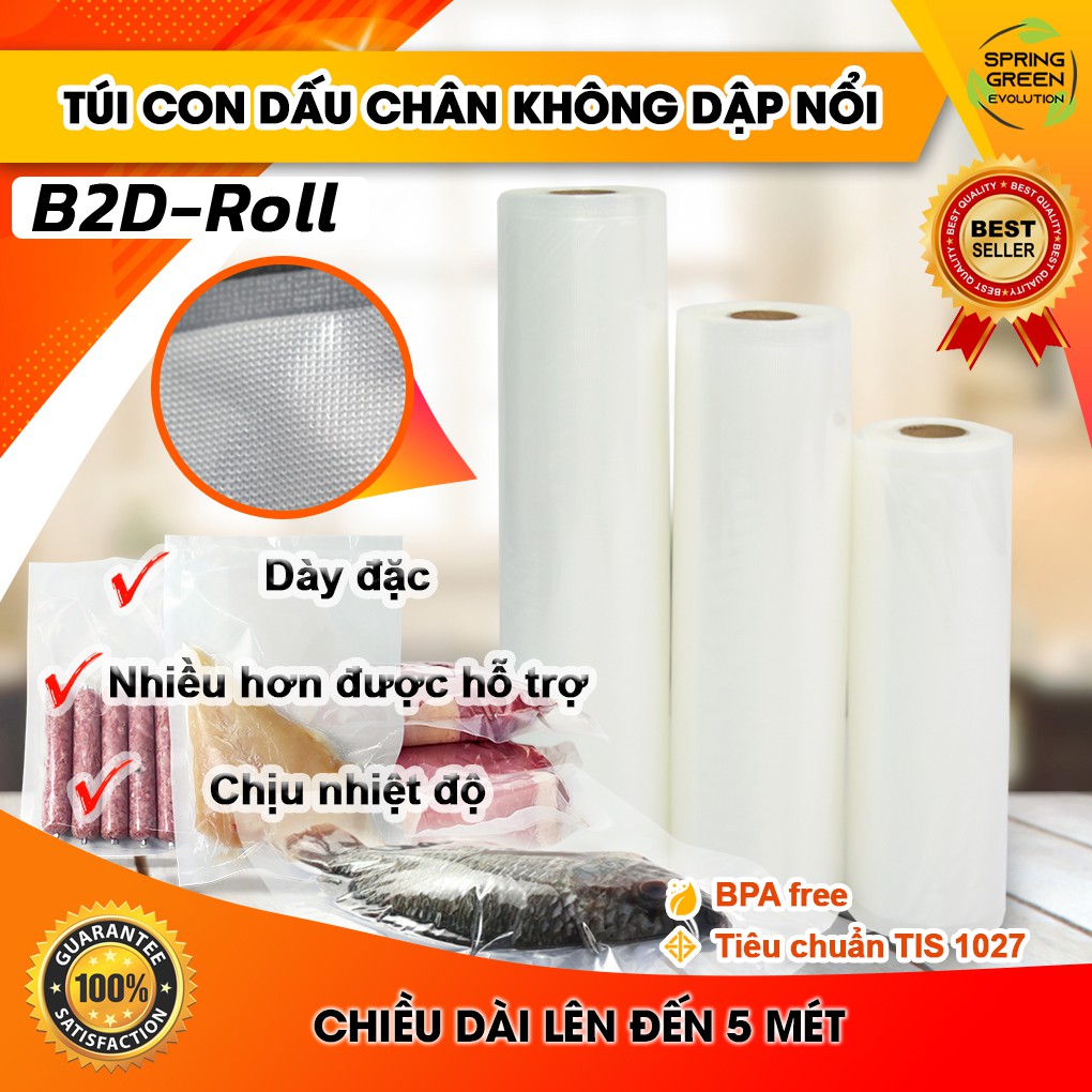 Túi Hút Chân Không 1 Mặt Nhám Cuộn B2D-Roll. Dùng Để Bảo Quản, Nâng Cao Giá Trị Sản Phẩm. Thương Hiệu SGE Thailand !!