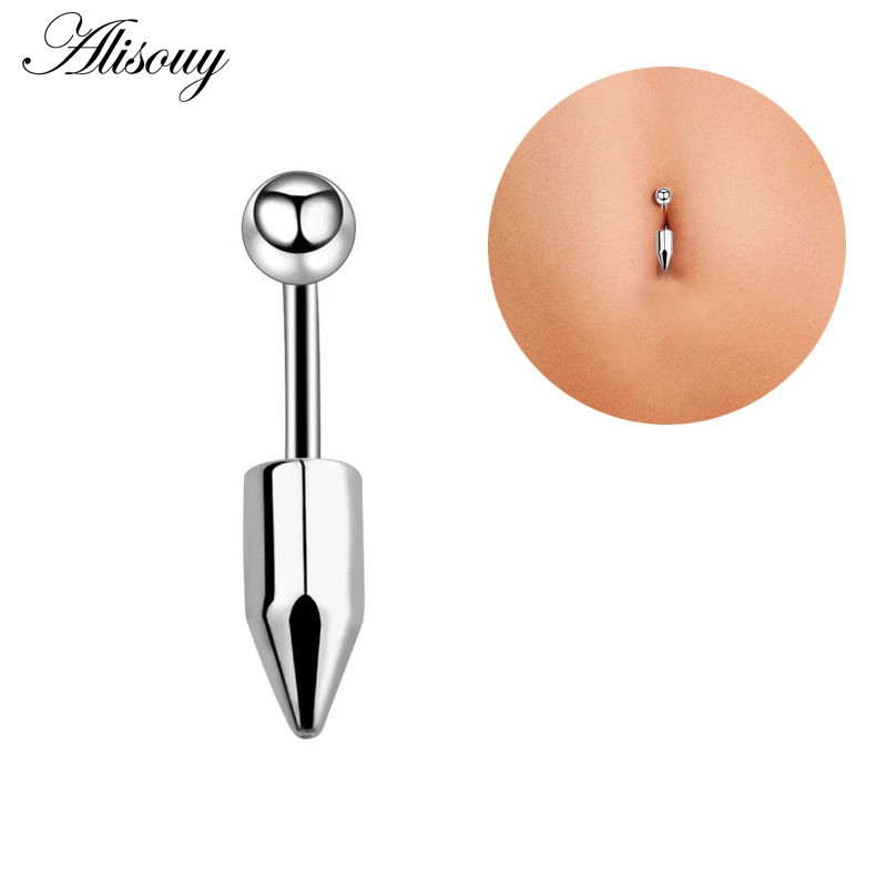 Alisouy 1pc quả bóng bằng thép không gỉ hình nón rốn vòng thanh tạ nombril ombligo vòng nút bụng gợi cảm đàn ông phụ nữ xỏ khuyên trang sức cơ thể