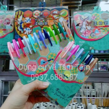 -Bộ Bút viết thư pháp Pentel Fude Touch Brush Sign Pen tông màu Pastel-