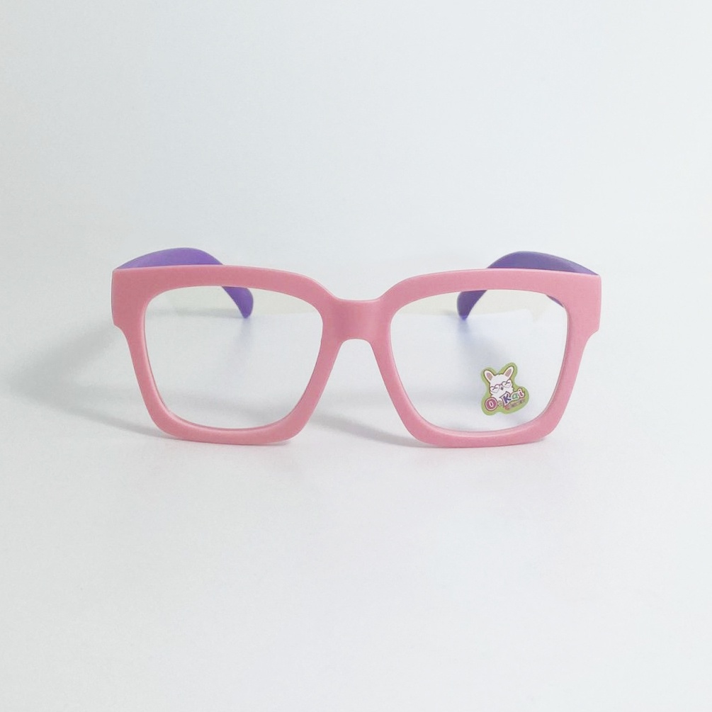 Mắt kính giả cận trẻ em gọng nhựa dẻo JJ1656 tròng kính dáng vuông chống tia UV bảo vệ mắt dành cho bé từ 4 đến 8 tuổi