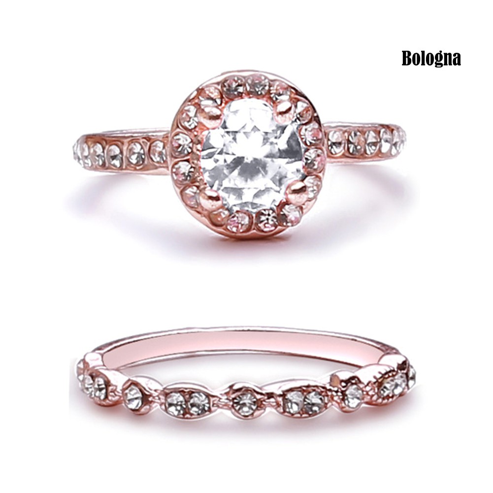 Set 2 Nhẫn Đính Đá Giả Thời Trang Cho Nữ