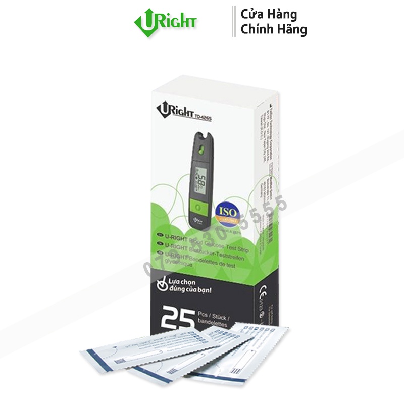 Que thử đường huyết hộp 25 que rời dùng cho máy U-Right TD-4265 TD-4267