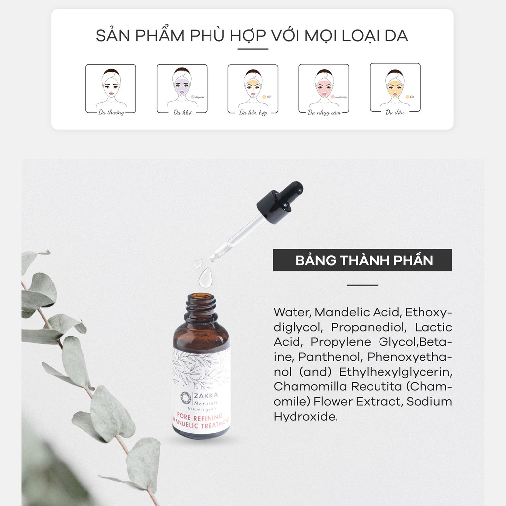 Serum (Tinh Chất) Mandelic Zakka Naturals Pore Refining Mandelic Treatment 10ml | BigBuy360 - bigbuy360.vn