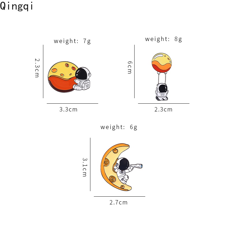 Ghim cài áo Miss Zoe kim loại tráng men hình phi hành gia đáng yêu