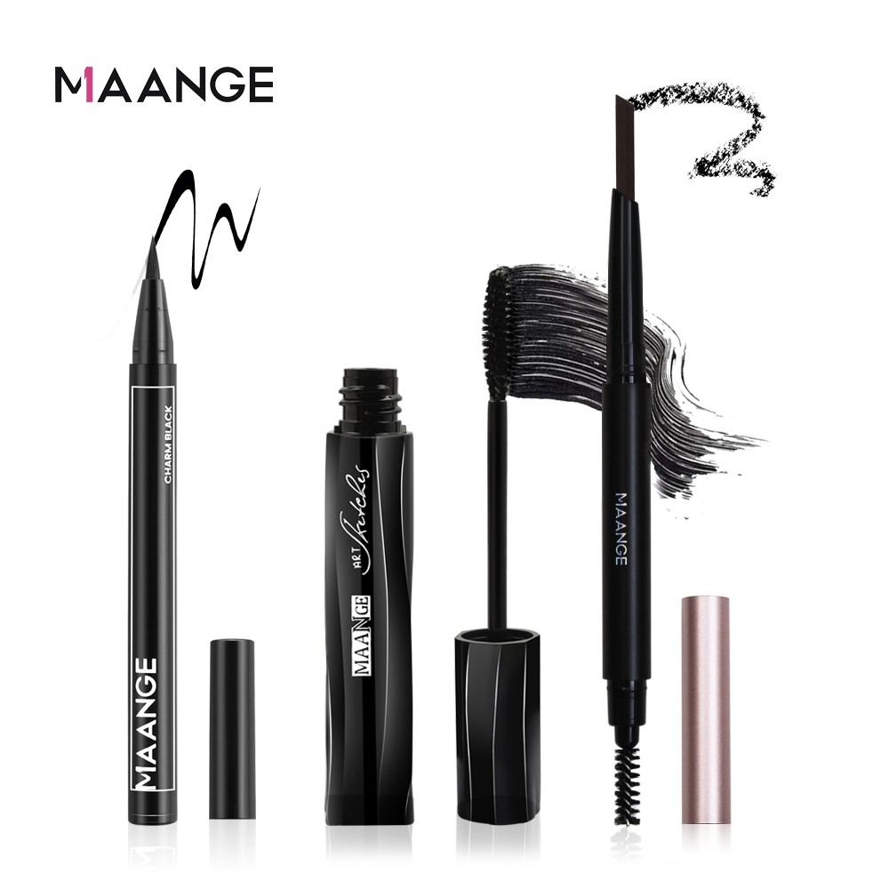 Set 3 Món Dụng Cụ Trang Điểm MAANGE (Gồm 1 x Mascara + 1 x Bút Kẻ Mắt + 1 x Chì Kẻ Lông Mày) 70g