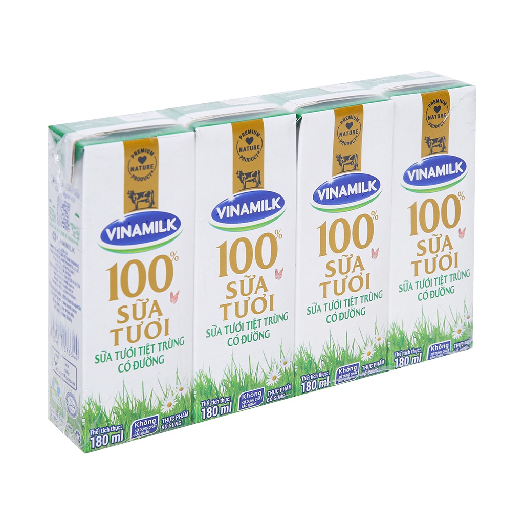 [Hoả Tốc TP Hà Nội] Thùng Sữa Tươi Tiệt Trùng 100% VINAMILK 180 ML Vị Đường, Ít Đường, Không Đường, Dâu, Sô (48 Hộp)