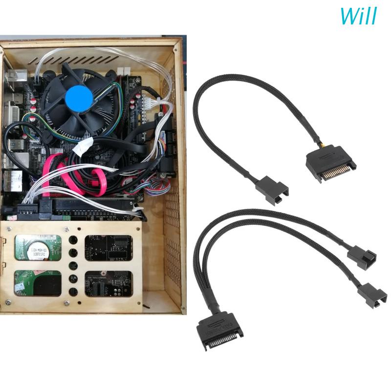 Cáp nối dài cho quạt tản nhiệt CPU máy tính SATA 15 Pin sang 1/2 3 Pin/4 Pin