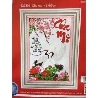 Tranh thêu chữ thập Cha mẹ 222406 45*65cm