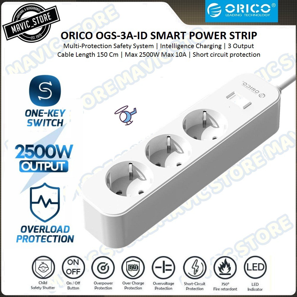 Orico Ổ Cắm Điện 3 Cổng Ogs-3a-id 2