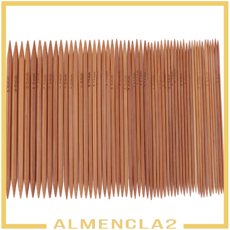 [ALMENCLA2] 55pcs Double Pointed Carbonized Bamboo Knitting Needles Sweater Knit Tools