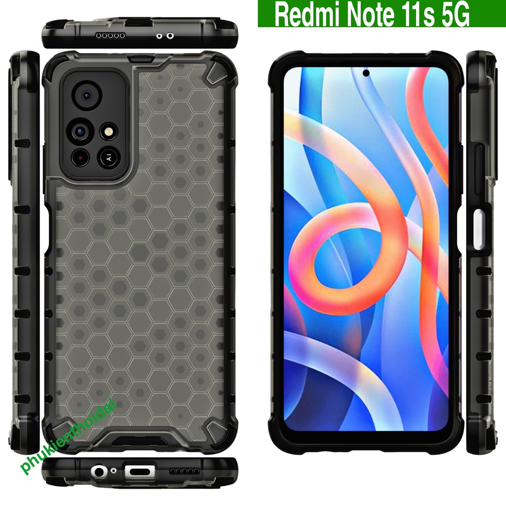 Ốp lưng Redmi Note 11S 5G kiểu dáng tổ Ong chống sốc chống va đập mạnh siêu bền