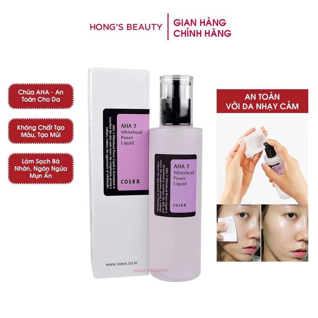 Tẩy da chết COSRX AHA 7 Whitehead Power Liquid Giảm Mụn Đầu Trắng - HONGS BEAUTY