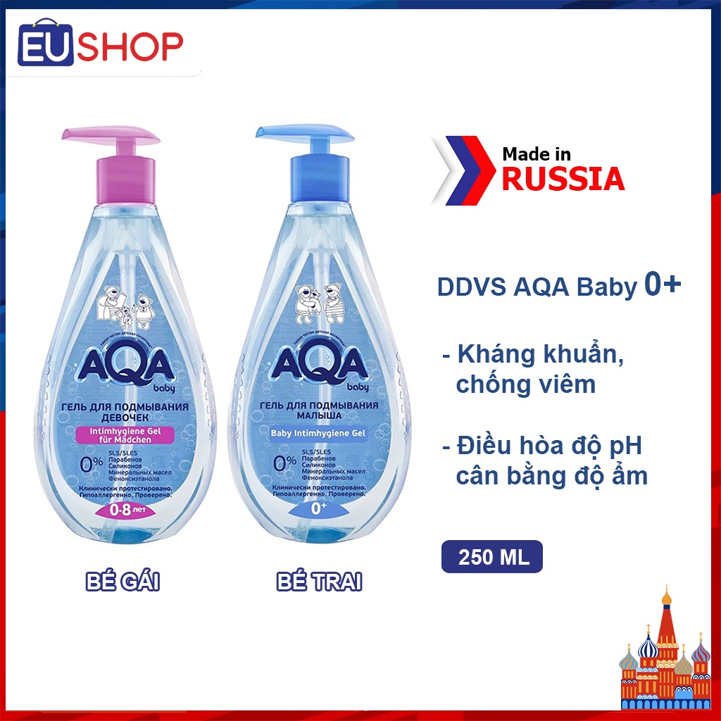 Dung dịch vệ sinh AQA kháng khuẩn, chống viêm cho bé, 250ml