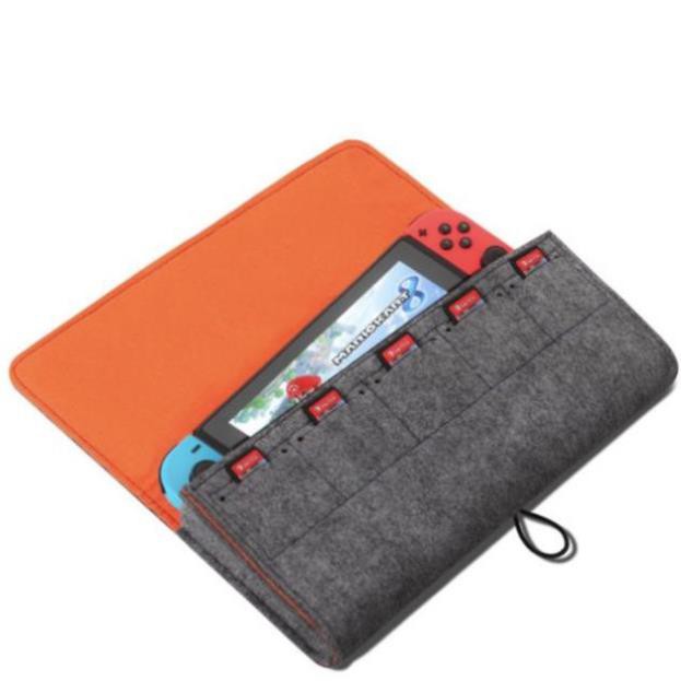 Túi đựng máy game Nintendo Switch + 5 thẻ game. Thời trang, lót vải mềm. Nhỏ gọn.