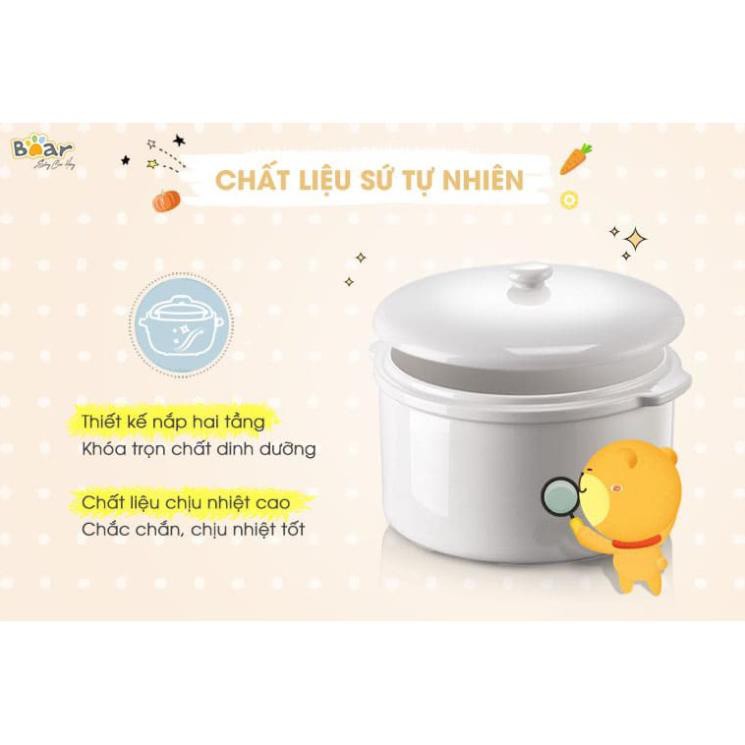 Nồi Nấu Cháo Cho Bé_Nồi Nấu Chậm_Nồi Hầm Đa Năng Bear 2,5L_DDZ-C25E1_Cam Kết Chính Hãng Bear_Bảo Hành 12 Tháng