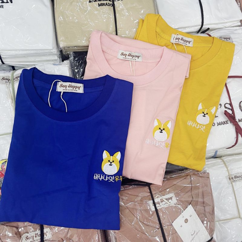 🍍Áo Thun Say Happy thêu Shiba🍍
