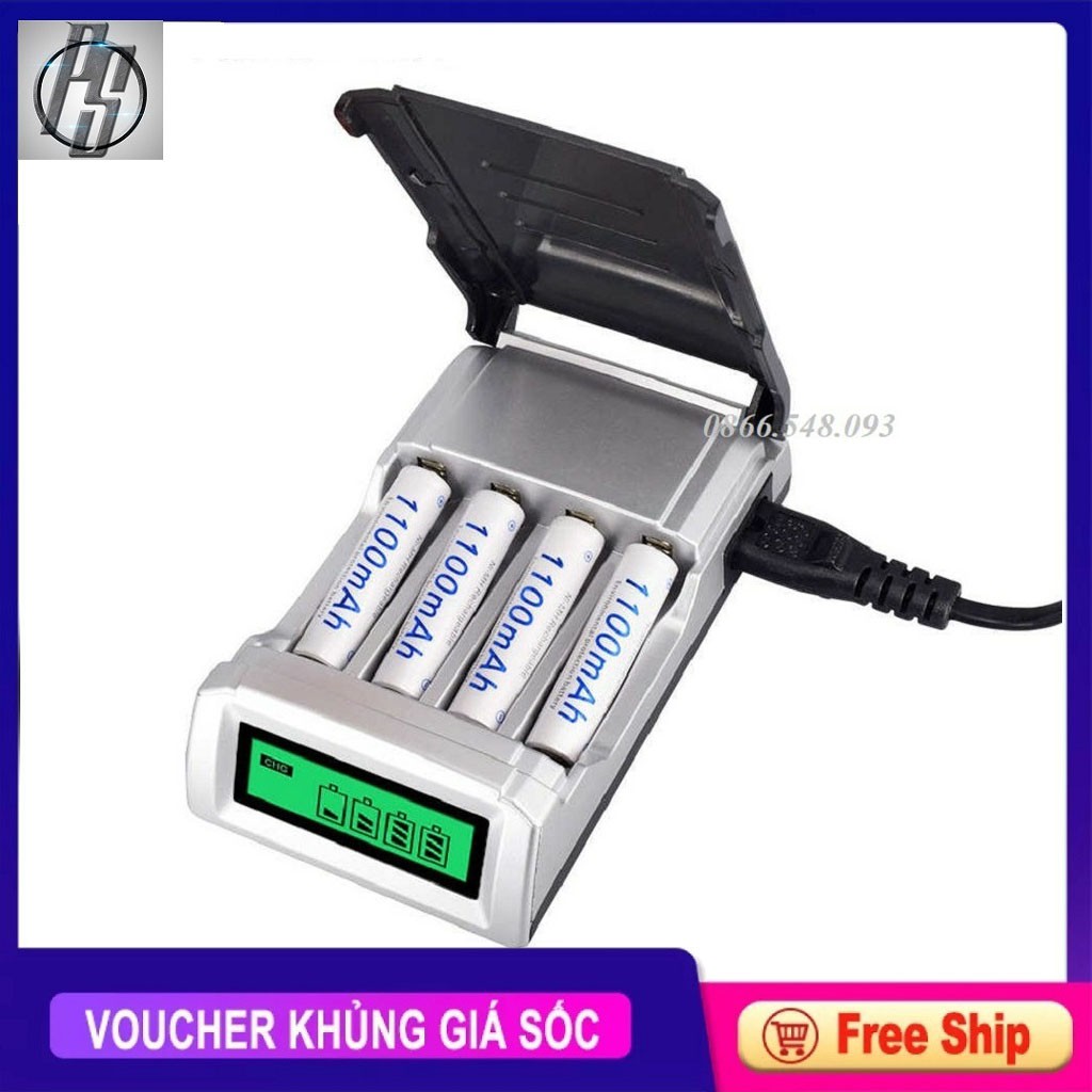 Bộ Sạc 4 Khe Cho Mẫu Pin Aa / Aaa Ni-Mh / Ni-Cd Màn Hình Tinh Thể Lỏng NC05