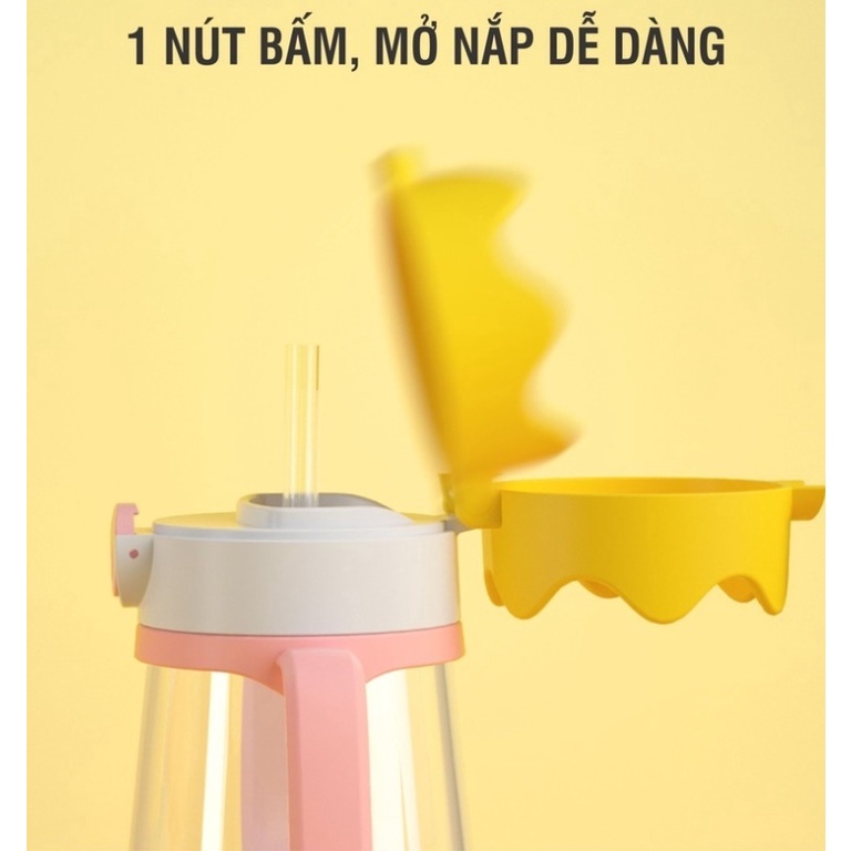 Bình tập uống nước có ống hút cao cấp 240ml hình vương miện nhựa PP Kichilachi Kichi