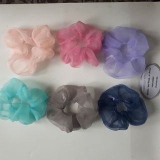 Cột tóc vải scrunchies màu trơn bóng thời trang