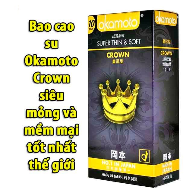 Bao cao su Okamoto Crown size nhỏ, bcs siêu mỏng chống xuất tinh sớm kéo dài thời gian