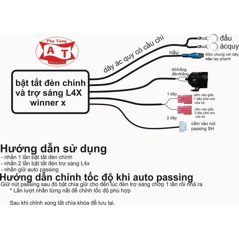 Mạch Passing Trợ Sáng L4X và Tắt Đèn Chính xe Winner X sử dụng trên công tắc passng Sh