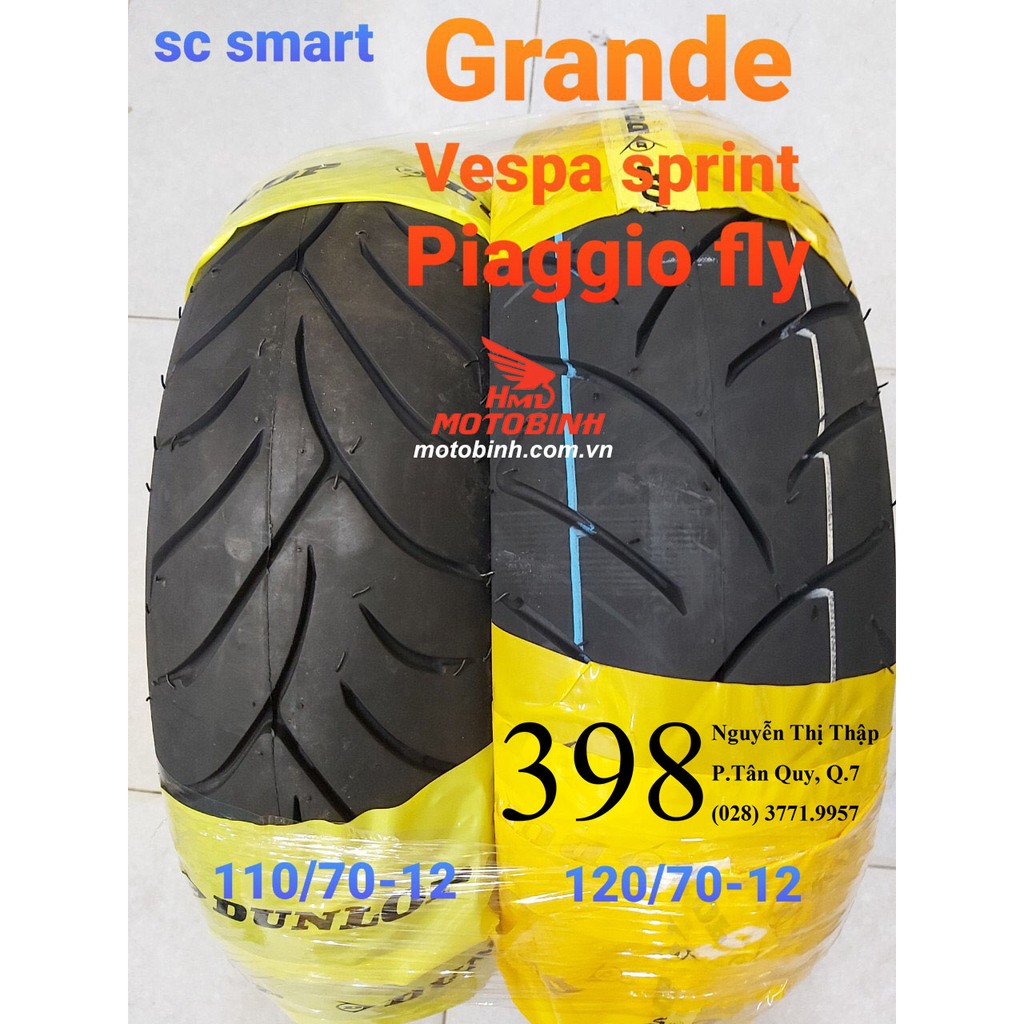Lốp/vỏ xe 110/70-12 Scoot Smart TL Dunlop dành cho xe Grande, Vespa Sprint, Piaggio Fly, ...