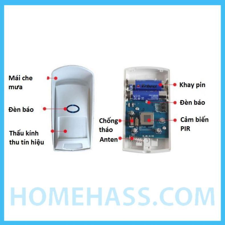 Cảm Biến Báo Động Hồng Ngoại Hạn Chế Báo Giả Sóng RF 433Mhz PI02