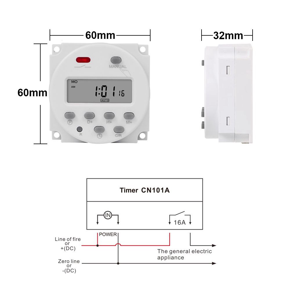 Công Tắc Hẹn Giờ CN101A 12v 220v Kỹ Thuật Số
