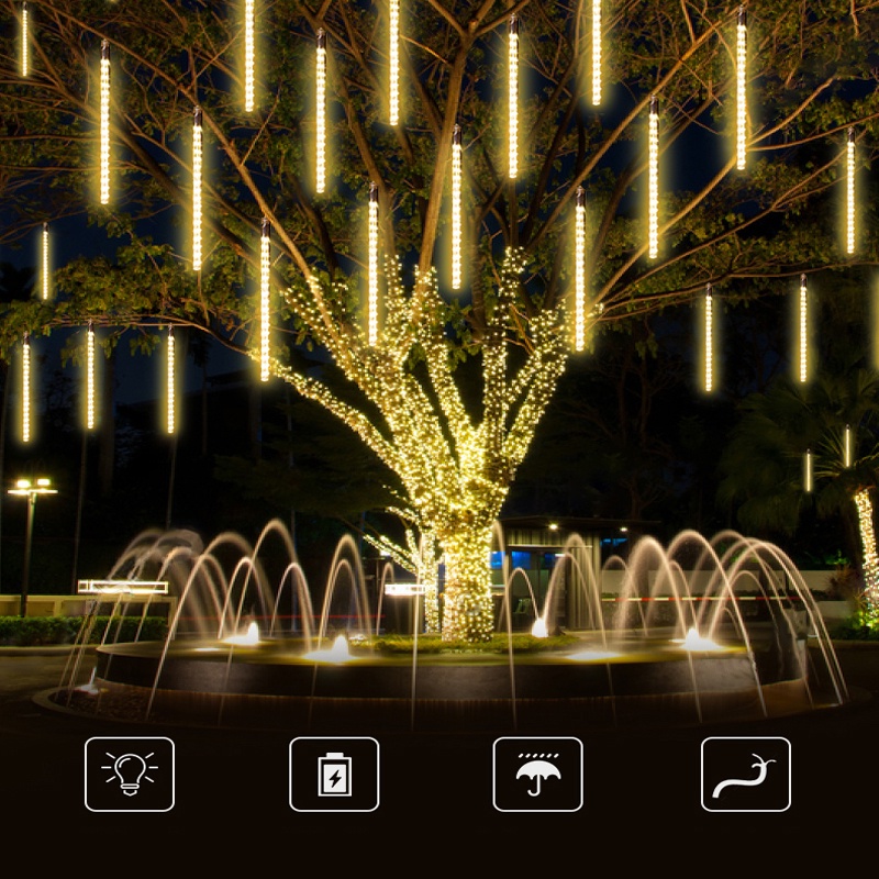 Set 8 Dây Đèn LED Sao Băng Dạng Treo Trang Trí Sân Vườn / Tiệc Giáng Sinh